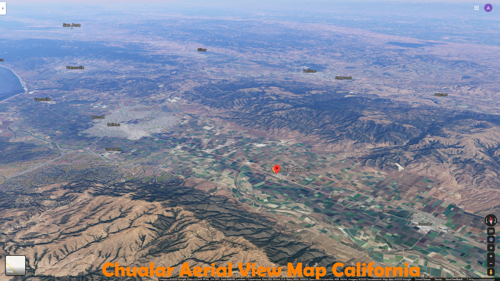 Chualar Vue Aerienne Carte californie